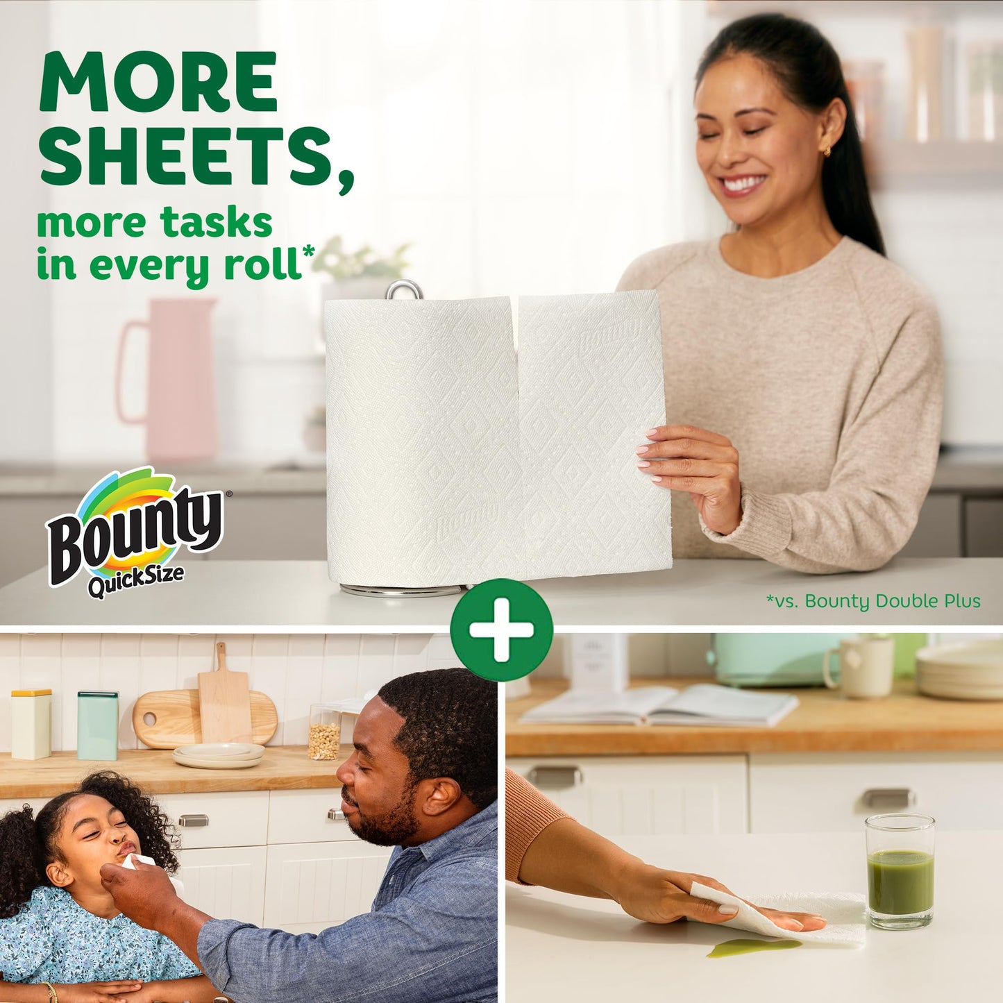 Bounty Quick-Size Paper Towels, White, 12 Family Rolls = 30 Regular Rolls