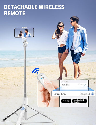 71" Selfie Stick, Smartphone Tripod Stand All-in-1 with Remote, Travel Tripod for iPhone, Extendable Cell Phone Tripods for Selfie/Video Recording/Photo/Live Stream/Vlog