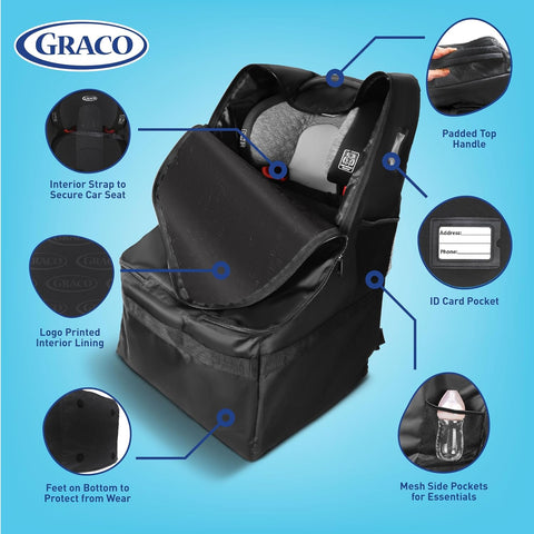 Graco Car Seat Travel Bag, Padded Water Resistant Backpack for Air Travel