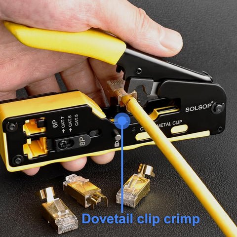 Solsop Pass Through RJ45 Crimp Tool Kit All-in-One Ethernet Crimper