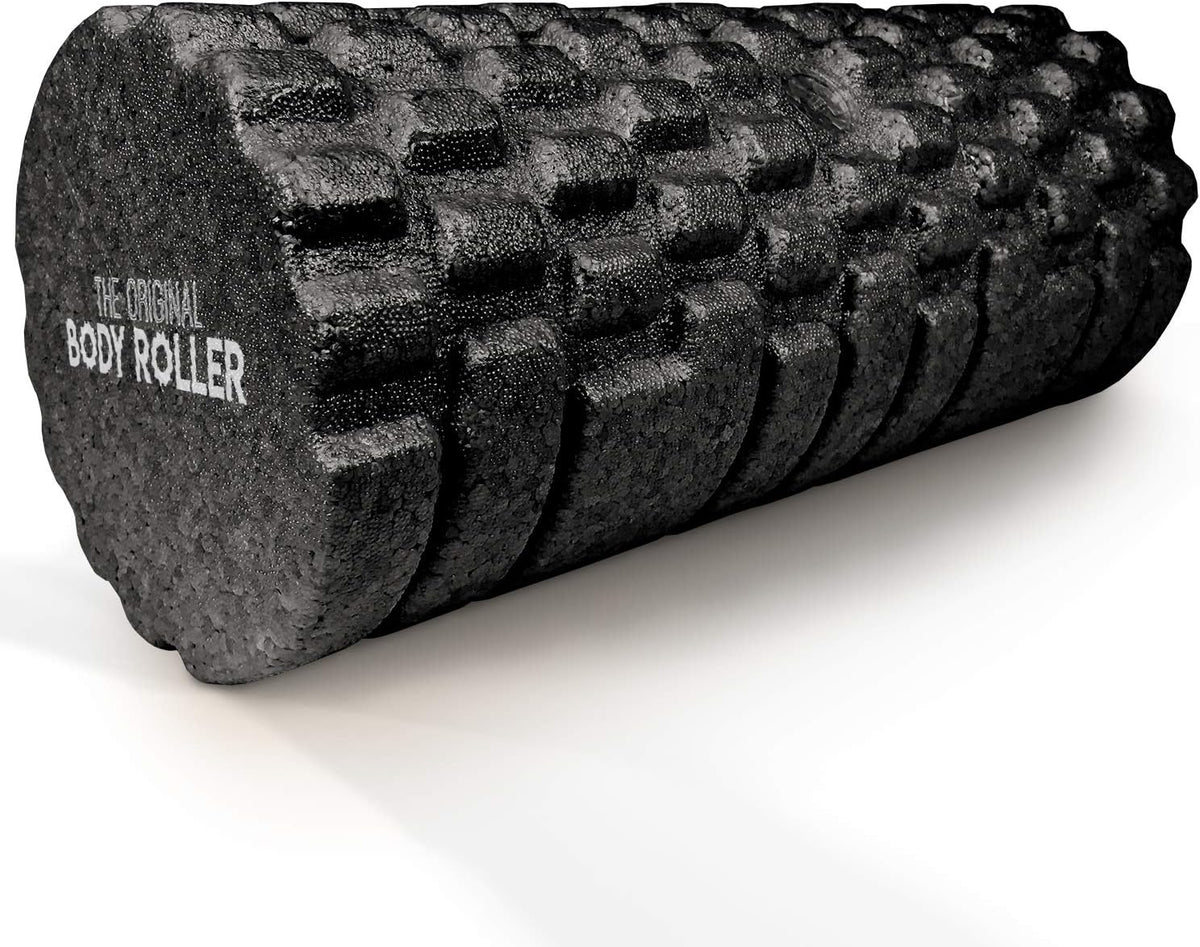 The Original Body Roller - High Density Foam Roller Massager for Deep Tissue Massage of the Back and Leg Muscles - Self Myofascial Release of Painful Trigger Point Muscle Adhesions (Black)