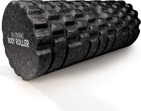 The Original Body Roller - High Density Foam Roller Massager for Deep Tissue Massage of the Back and Leg Muscles - Self Myofascial Release of Painful Trigger Point Muscle Adhesions (Black)
