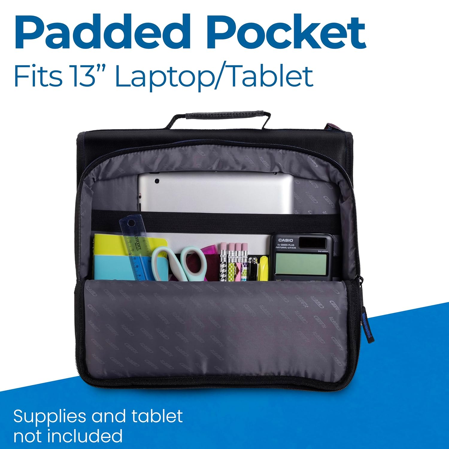Case-it School Zipper Binder | 2" O-Rings | 400-Sheet | LT-007 Jet Black