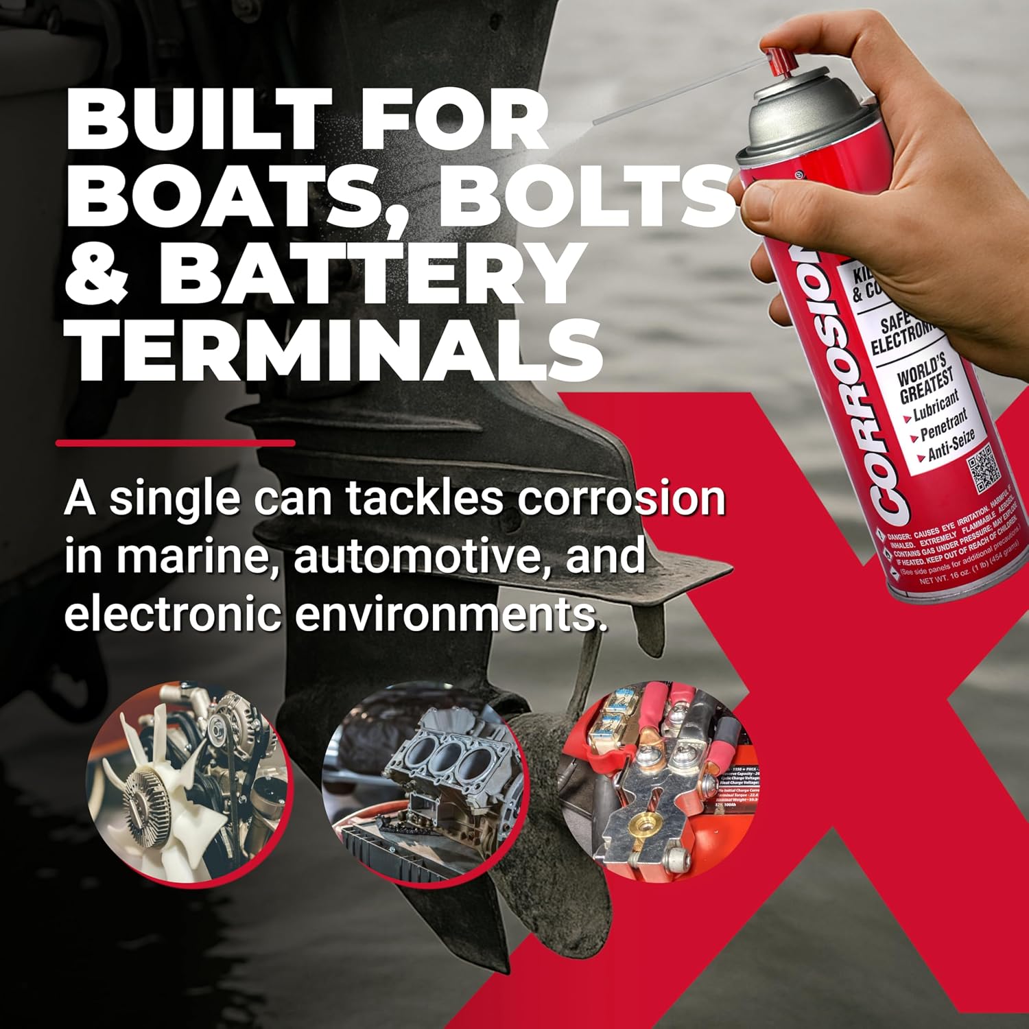 CorrosionX Rust Inhibitor, Industrial-Strength Dielectric Corrosion Prevention, Lubricant & Penetrant for Marine, Automotive, Electronics & RV Use, Protects Bolts, Cables, Engines, Parts, 1 Gallon