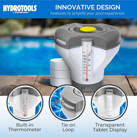 SWIMLINE | Floating Pool Chlorine Tablet Dispenser | Smart-Refill | Tongs