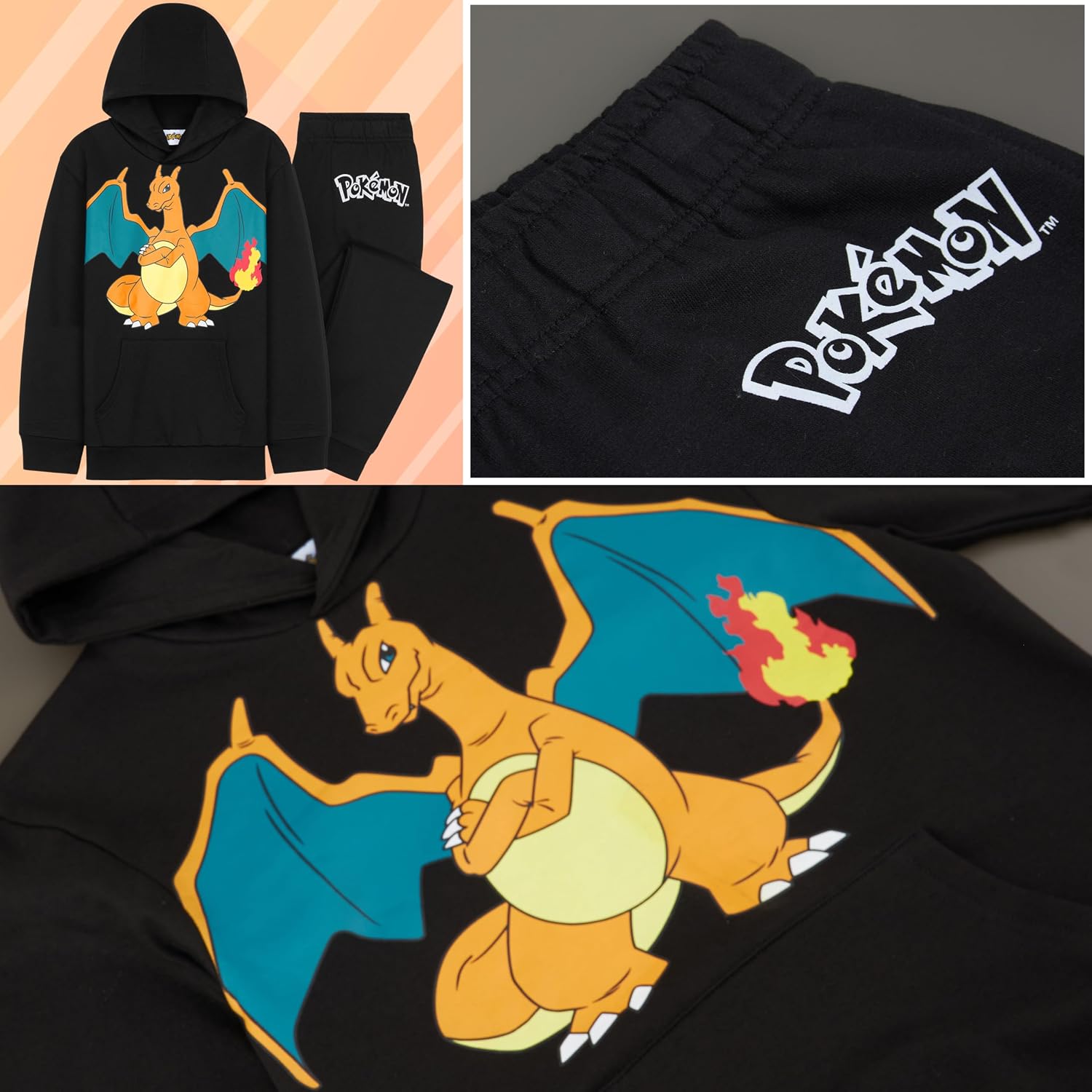 Pokemon Tracksuit Set Boys, Teens, 2 Pc Hoodie Joggers, Anime Hoodie Sweatpants Kids Clothes Teen Apparel, Gifts for Boys