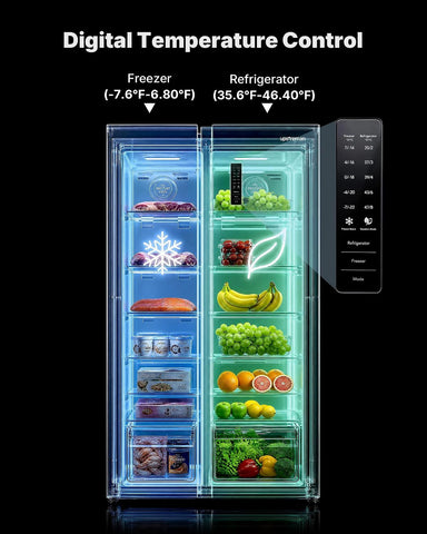 Upstreman 18.8 Cu.Ft Side By Side Refrigerator 36 Inch Counter Depth Full Size Fridge Black Kitchen Fridge SBS188