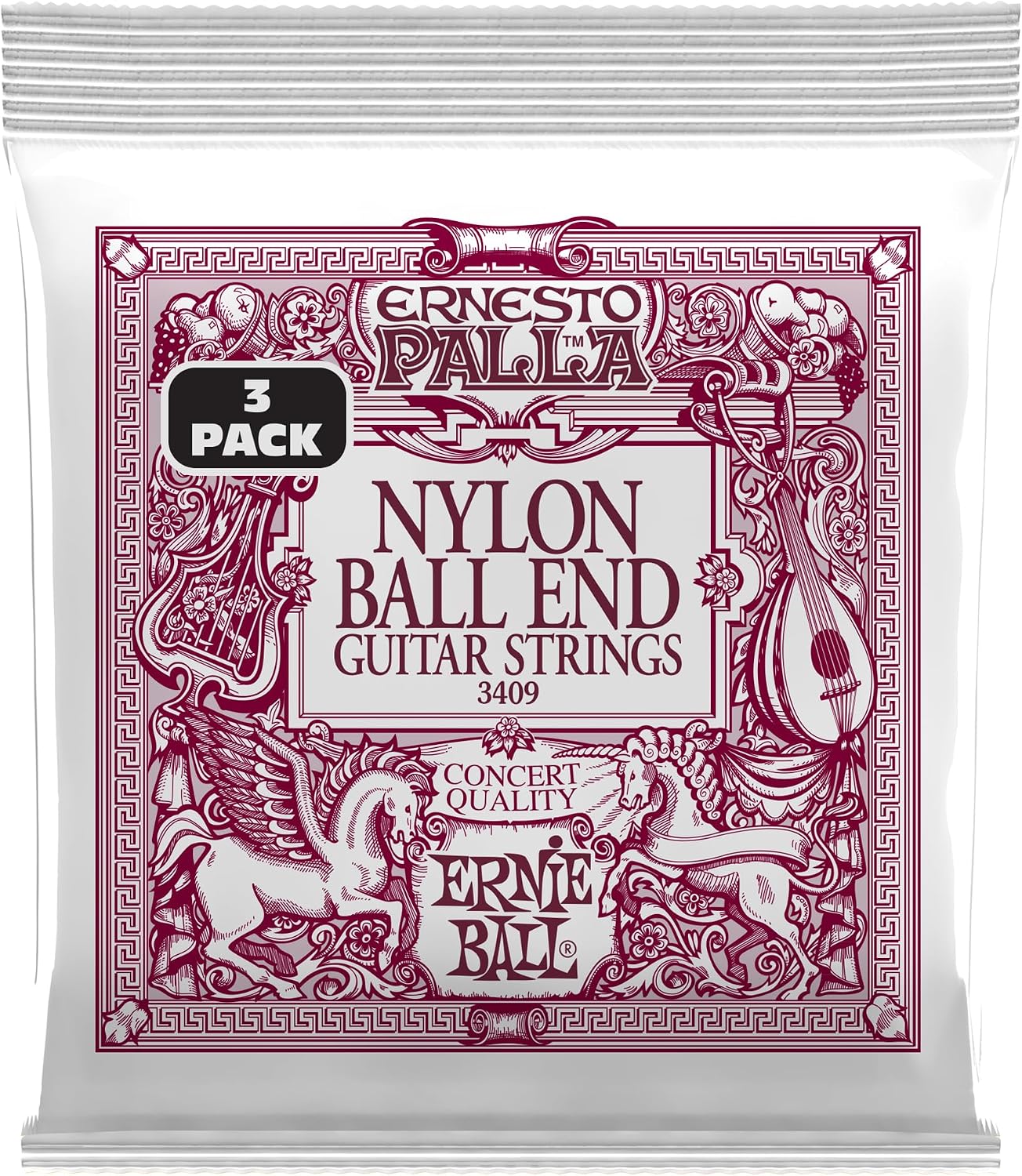 Ernie Ball 2409 Ernesto Palla Nylon Black and Gold Classical Ball End Set , Black & Gold Ball End (28-42)