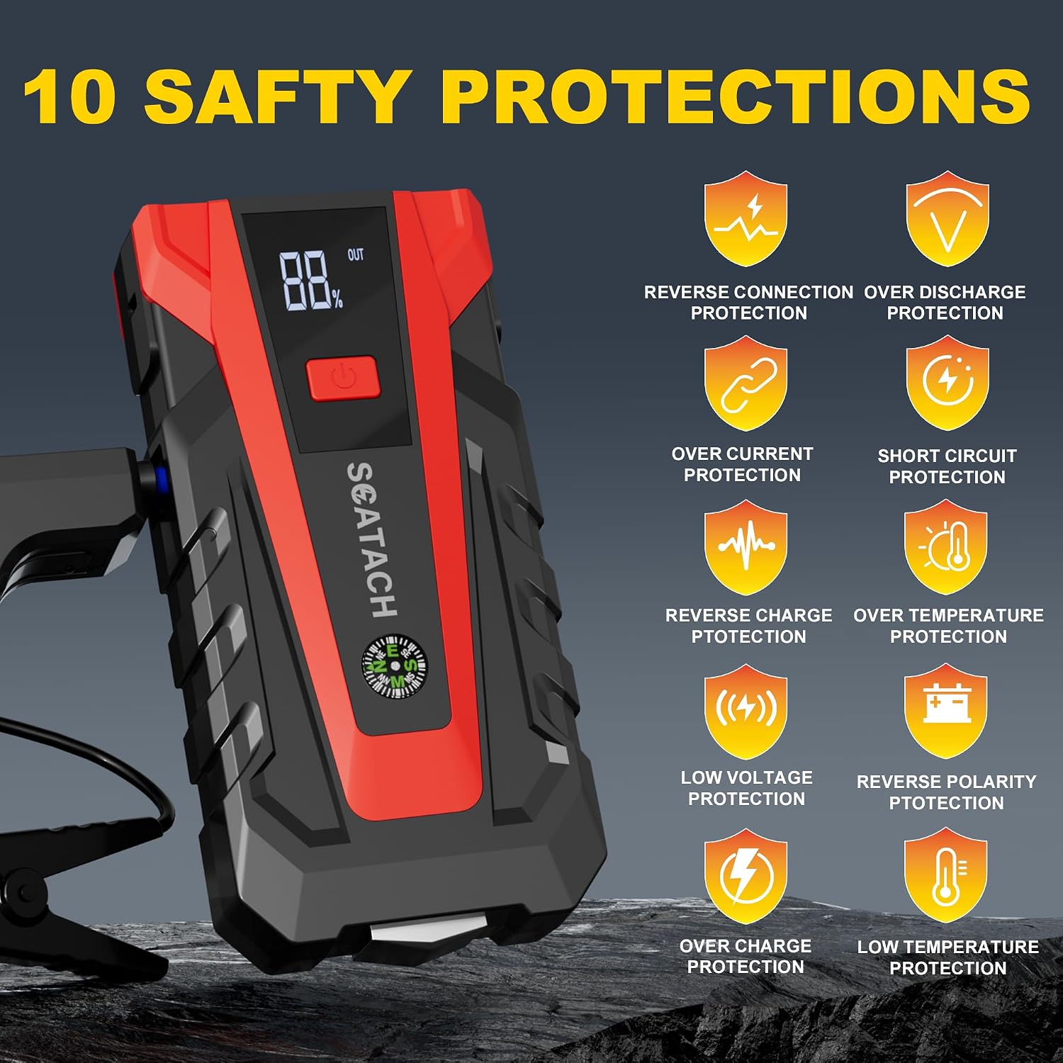 Scatach Jump Starter, 6000A Battery Jumper Starter Portable 12V Jump Box