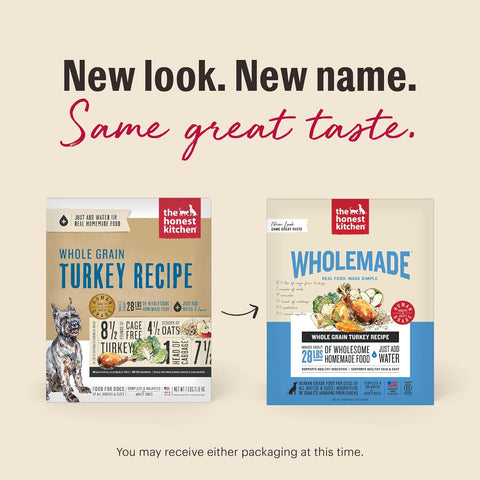 The Honest Kitchen Wholemade Whole Grain Turkey Recipe, Human Grade Dehydrated Dog Food, Just Add Water, Supports Digestion, Skin & Coat, Topper for Dry or Wet Dog Food, 10 lb Box Makes 40 lbs