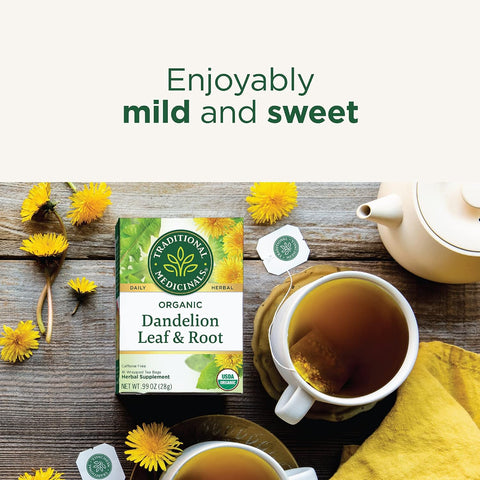 Traditional Medicinals Organic, Dandelion Leaf & Root - Dandelion Root Tea, Supports Normal Detox + Digestion - Kosher, Non-GMO, Caffeine-Free, Compostable - 96 Tea Bags (6 Packs of 16)