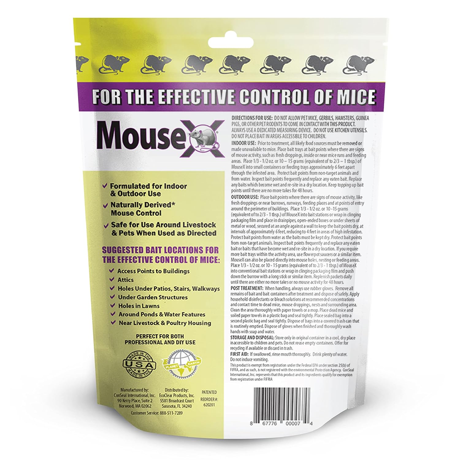 MouseX Rodent Control Bait Pellets for Rats & Mice – Poison Free, Pet Safe | Indoor & Outdoor Use Pellets |1 lb. Bag