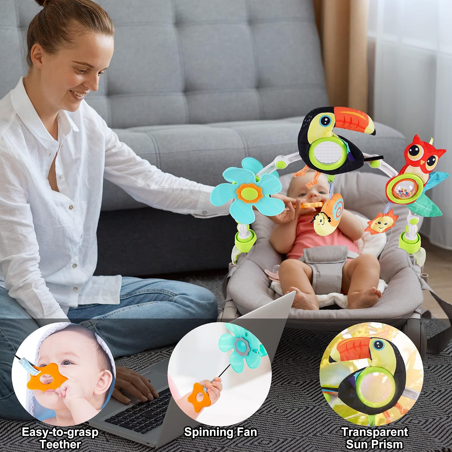 Lynncare Baby Arch Toy Adjustable Car Seat Toys Hanging Activity Toys