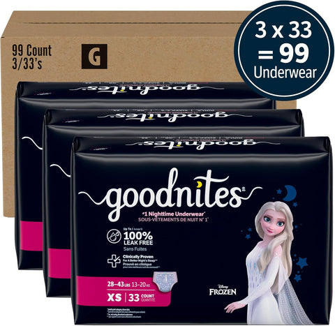 GoodNites Girls Nighttime Underwear, Size Extra Small, 99 Ct