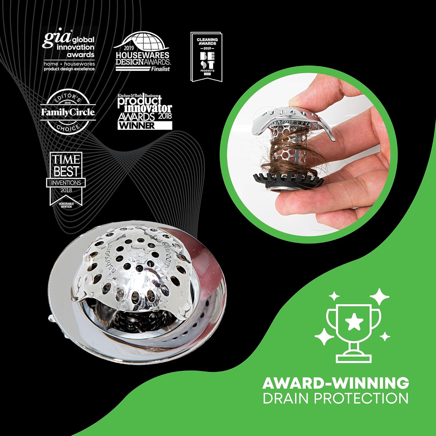 SinkShroom Ultra Revolutionary Bathroom Sink Drain Protector, Stainless Steel with Stopper