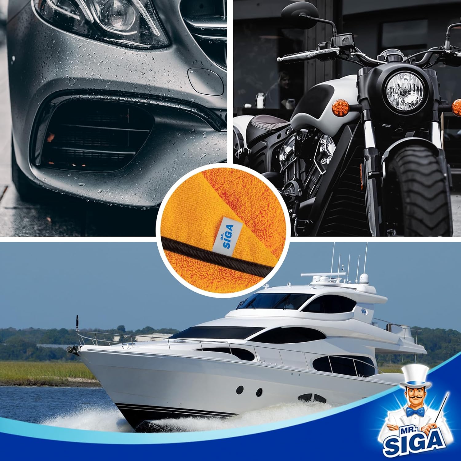 MR.SIGA Professional Microfiber Towels for Cars, Scratch Free, 6 Pack