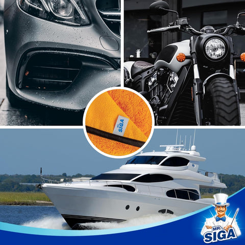 MR.SIGA Professional Microfiber Towels for Cars, Scratch Free, 6 Pack