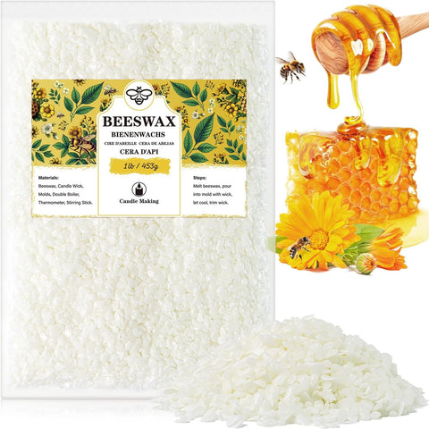 Beeswax pellets 40LB, VEGISHINE Pure Beeswax for Skin, Natural Yellow Beeswax for Candle Making, DIY Skin Care, Lip Balm, Polishing, Lotion, Soap, Candle Making Supplies