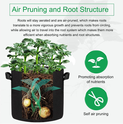 JERIA 12-Pack 30 Gallon Grow Bags, 300G Thickened Nonwoven Garden Pots,Heavy Duty Fabric Pots with Reinforced Handles