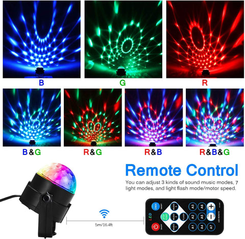 Party Lights,Disco Light Disco Ball Dj Rave Lights Strobe Lights Sound Activated Stage Lights Projected Effect Dancing Light Remote Control for Birthday Xmas Wedding Bar Glow Party Christmas