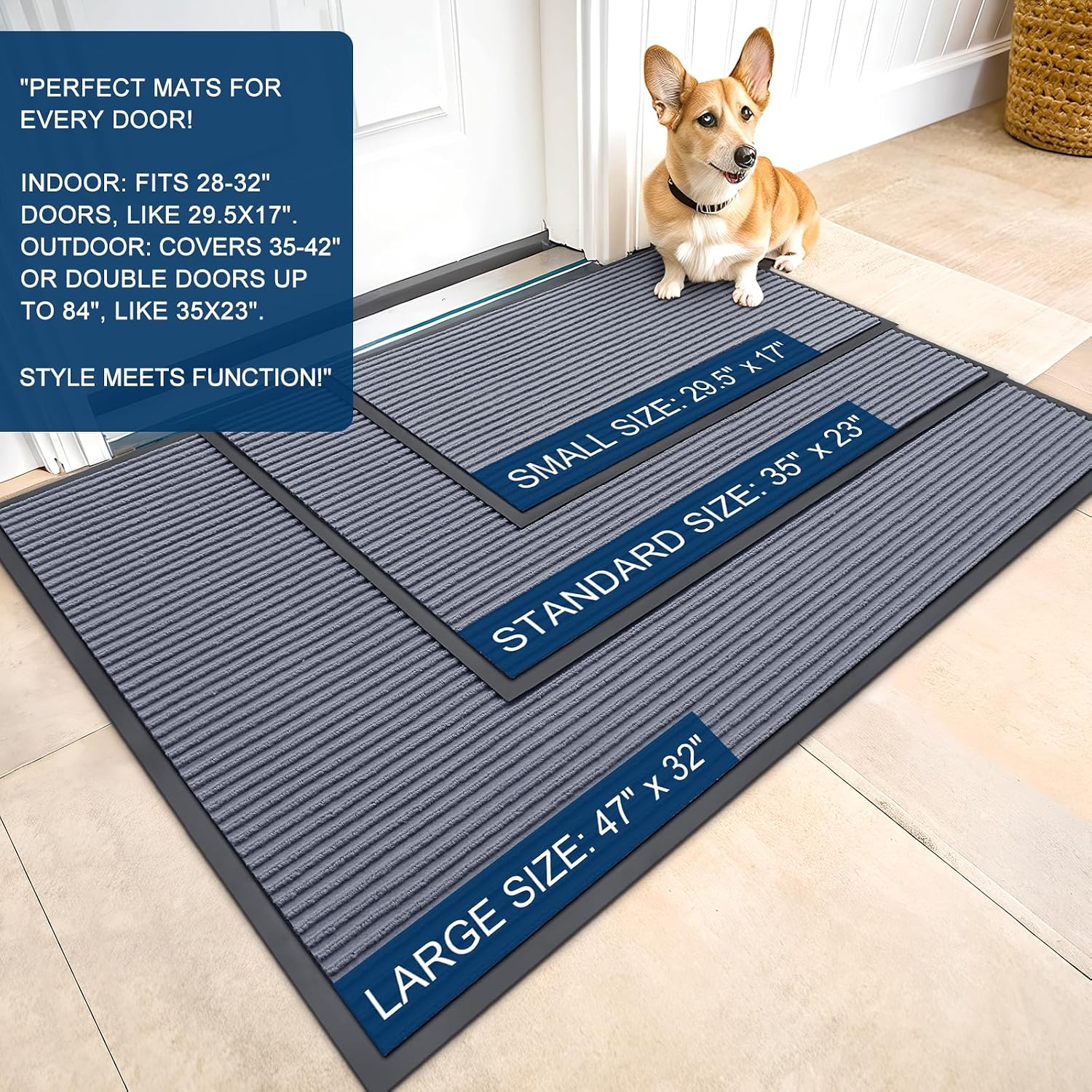 OLANLY Front Door Mat 71x34, Waterproof Heavy-Duty Indoor Outdoor Doormat