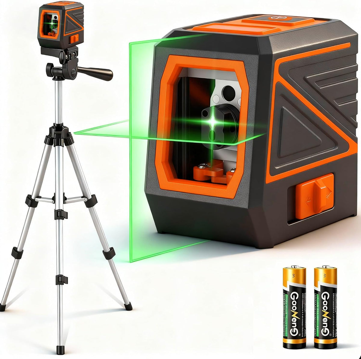 Laser Level with Tripod, 120 feet Green Cross Line Self Rotary Leveling Laser Level, Vertical and Horizontal Line, Rotatable 360 Degree, Manual Self leveling and Pulse Mode,IP54 Waterproof & Battery