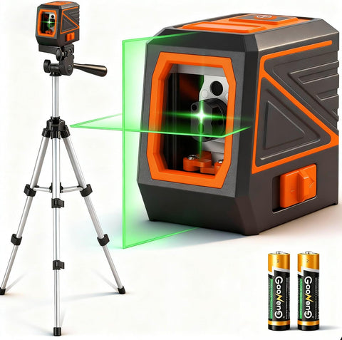 Laser Level with Tripod, 120 feet Green Cross Line Self Rotary Leveling Laser Level, Vertical and Horizontal Line, Rotatable 360 Degree, Manual Self leveling and Pulse Mode,IP54 Waterproof & Battery