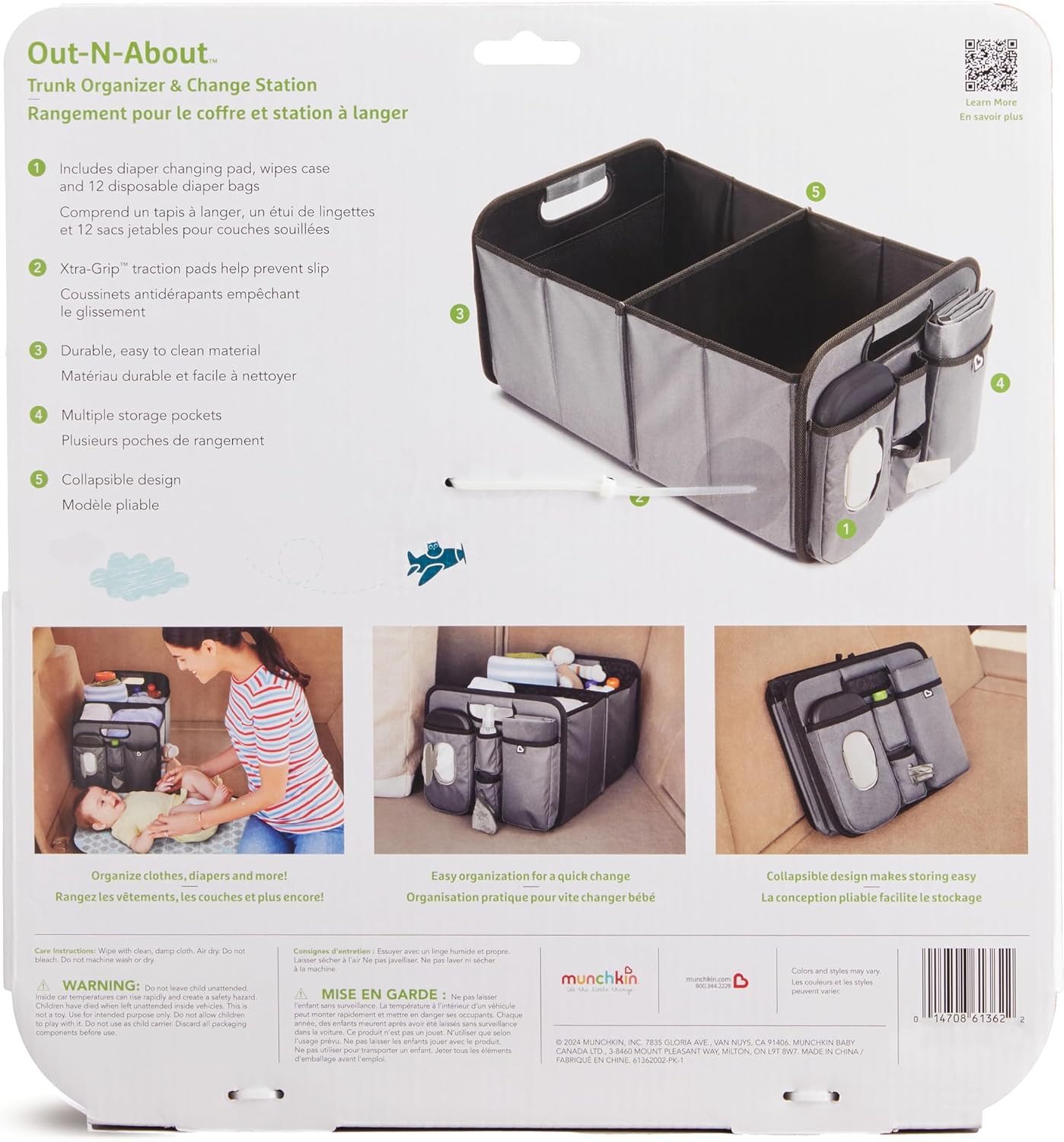 Munchkin Car Trunk Organizer Baby Diaper Caddy with Changing Pad