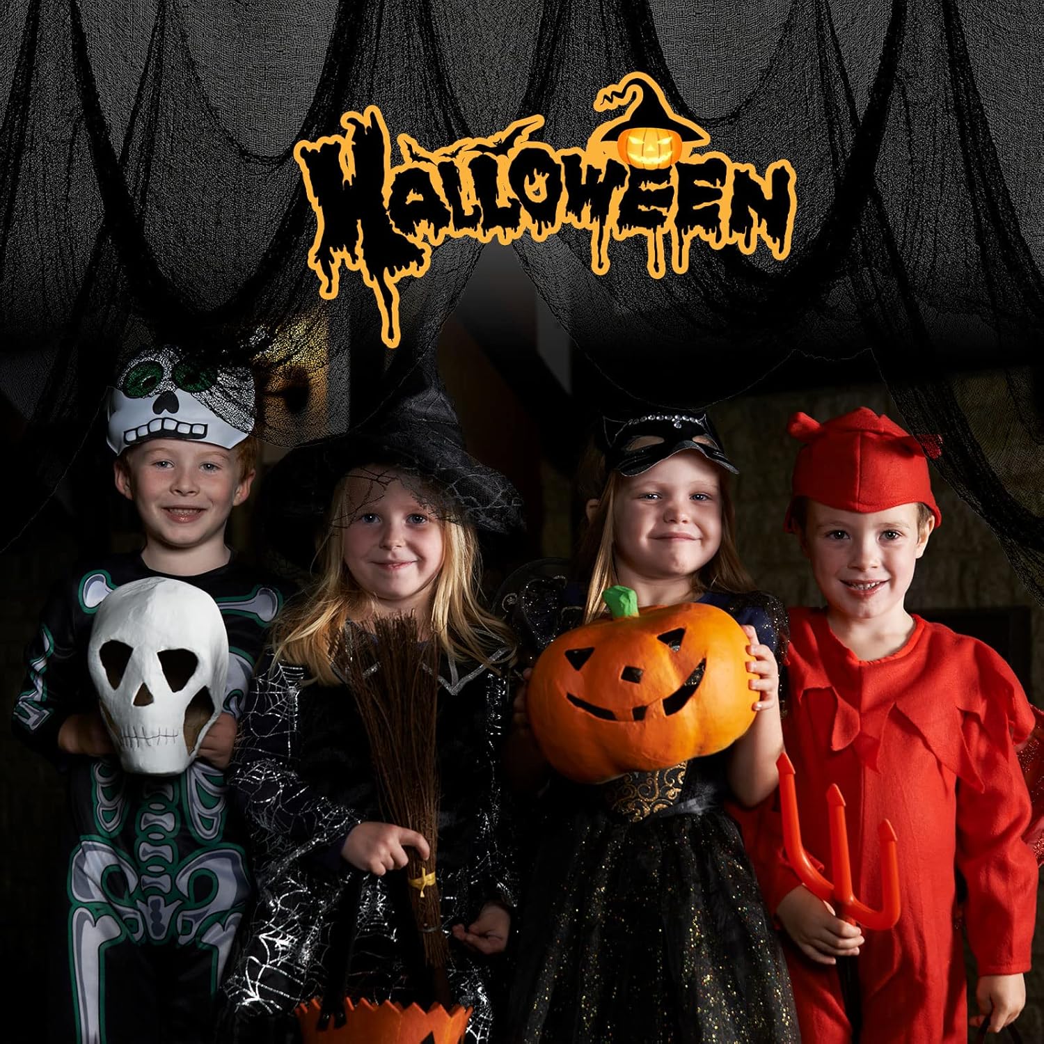 6 Pack Black Halloween Creepy Cloth, 30 x 72 Inch - Yobbai