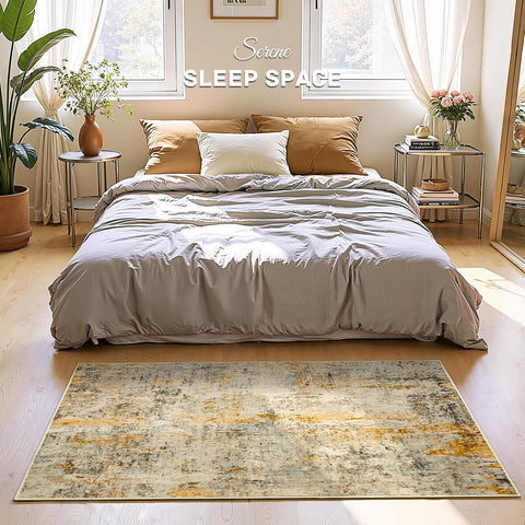 Entrance Rugs Indoor 2x4 Beige Entry Rug Washable Abstract Black Small Area Rug Non-Slip Low Pile Throw Rugs for Entryway, Kitchen Floor, Front Door Indoor Door Mat, Bathroom, Bedroom Bedside