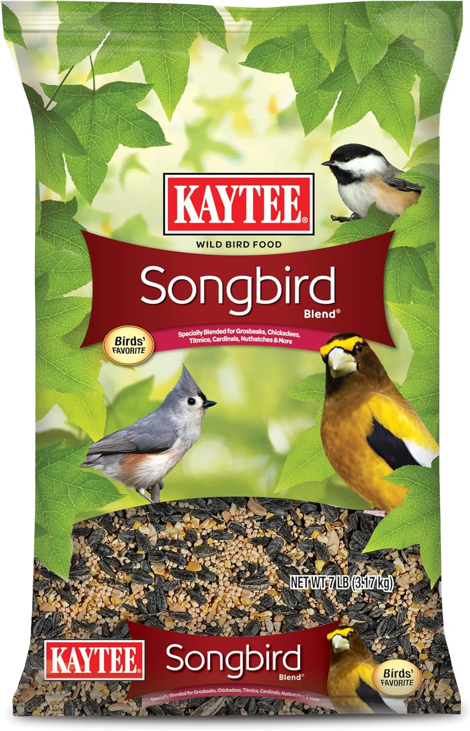 Kaytee Songbird Wild Bird Seed Food, Blended for Grosbeaks, Chickadees, Titmice, Cardinals, Nuthatches & More, 7 Pounds