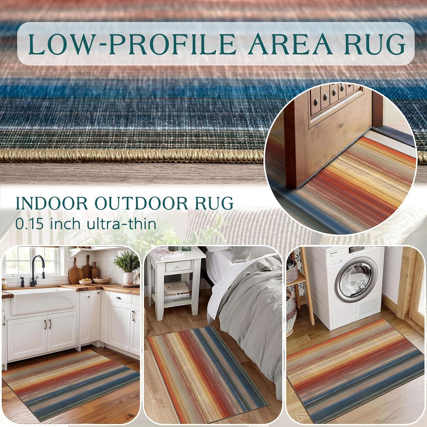 Front Door Mat Indoor Outside Entrance 2x3 Modern Ombre Rainbow Rug