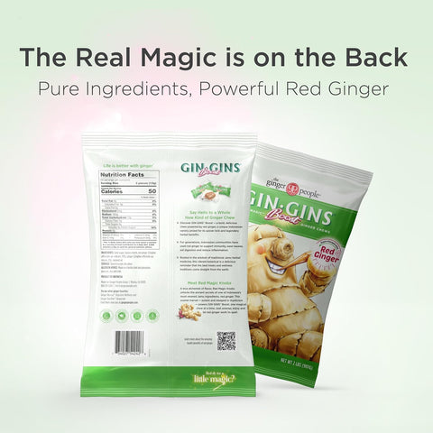 GIN GINS Boost Red Magic Ginger Chews Digestive Support 2lb 1Pk