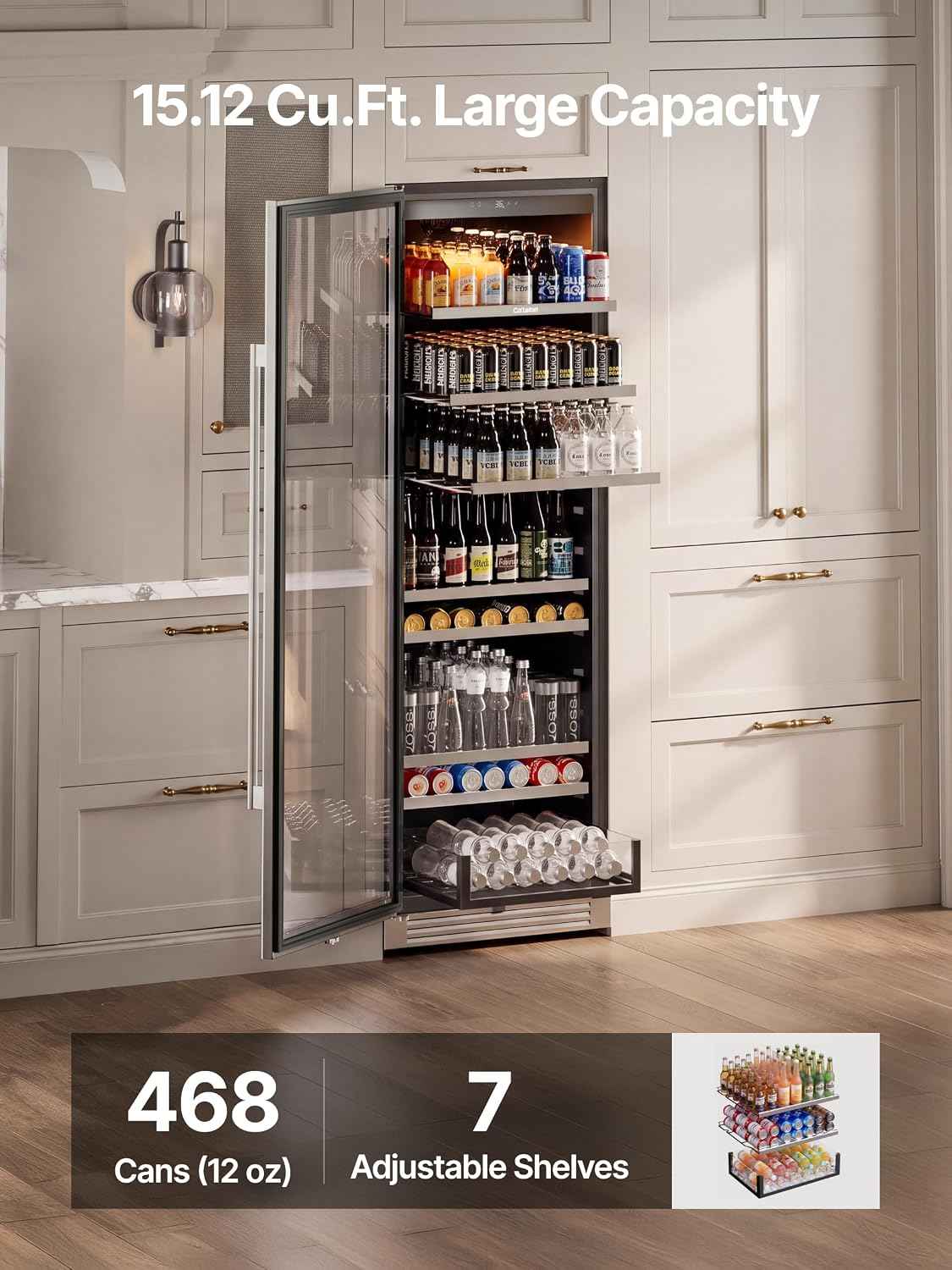 Ca'Lefort 24 inch 468 Can Beverage Refrigerator, Tall Beverage Fridge