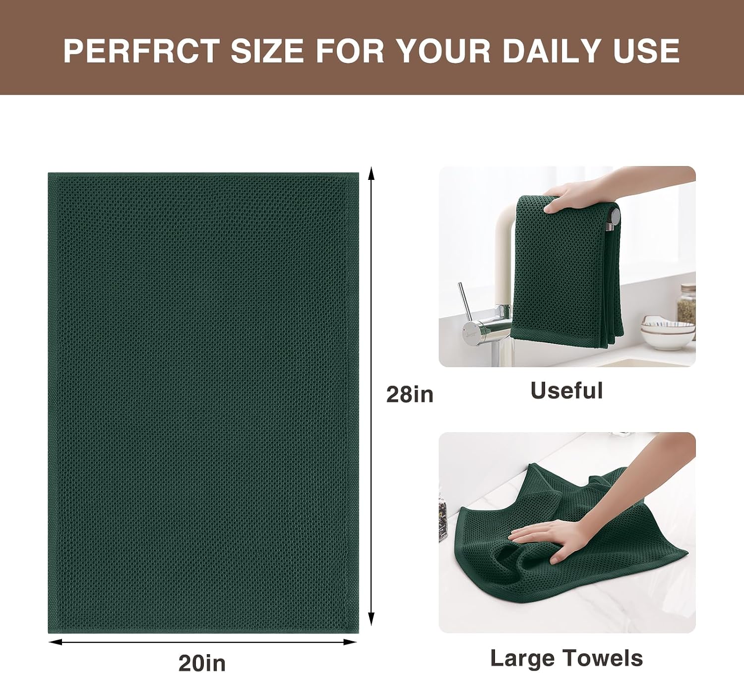 Homaxy 100% Cotton Oversized Waffle Weave Kitchen Towels 6-Pack