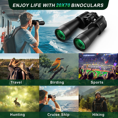 20x70 Binoculars for Adults High Powered - WOZEL HD Bird Binoculars with Clear Low Light Vision - Powerful Binoculars for Bird Watching Hunting Travel Outdoor Hiking