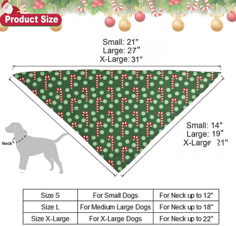 ADOGGYGO 4 Pack Dog Bandana Christmas Scarf Bibs Kerchief Set Pet Christmas Costume Xmas Holiday Bandanas for Medium Large Dogs Pets (Large)