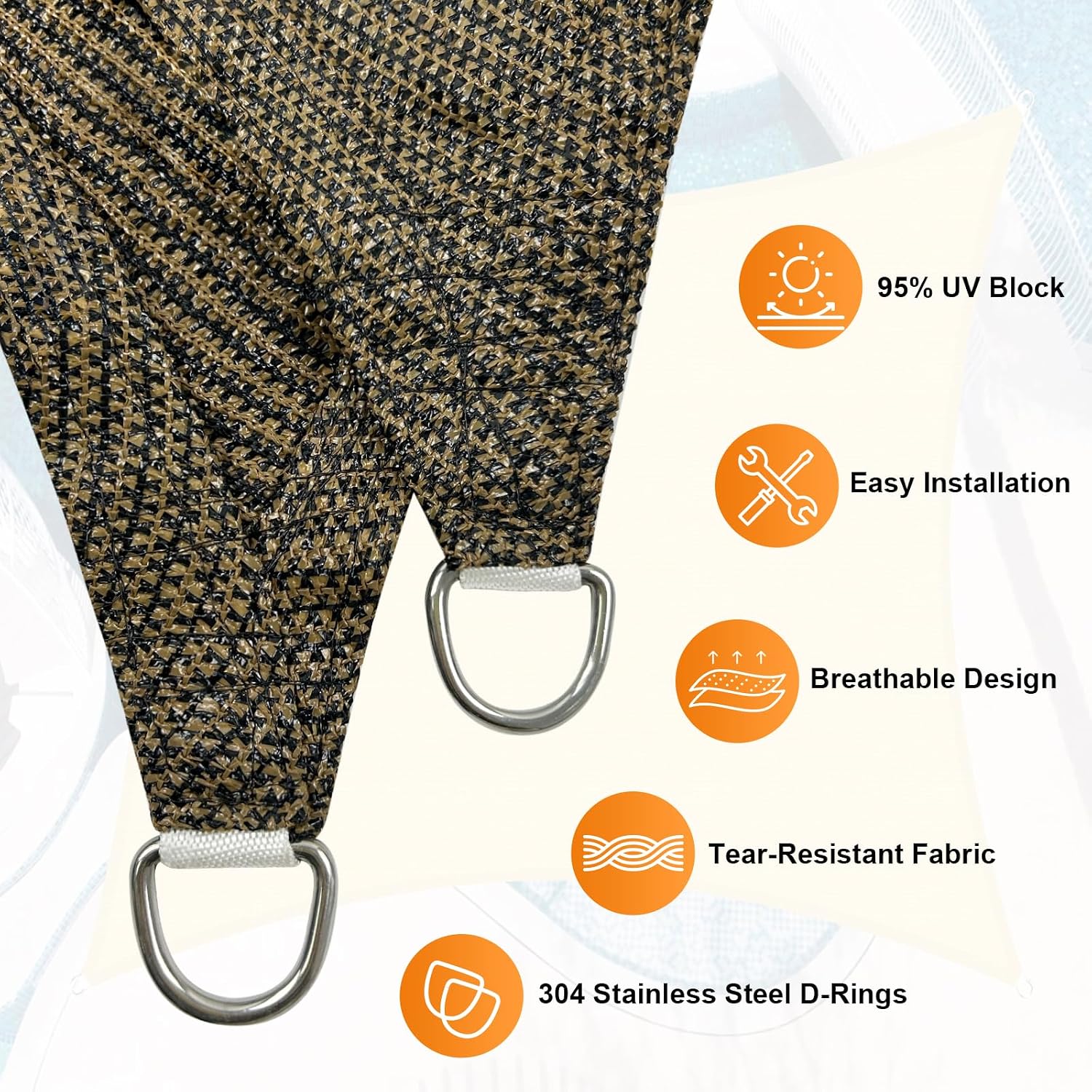 Artpuch Sun Shade Sail 10'X10'X14' Mocha Triangle