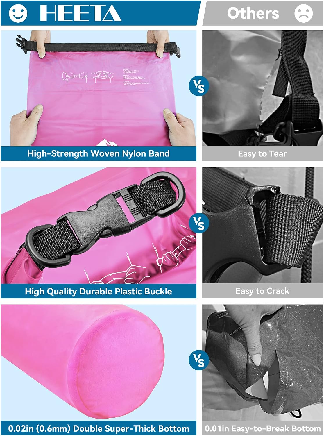 HEETA Dry Bag Waterproof Backpack with Phone Case 5L/10L/20L/30L/40L