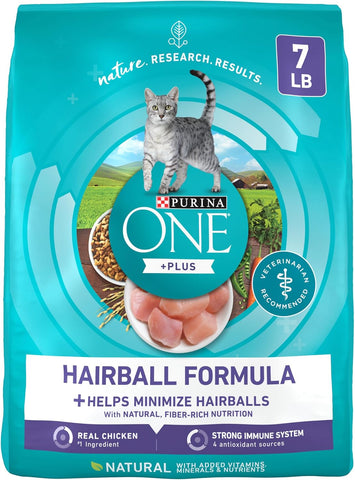 Purina ONE Natural Hairball Control Dry Cat Food, 7 lb Bag