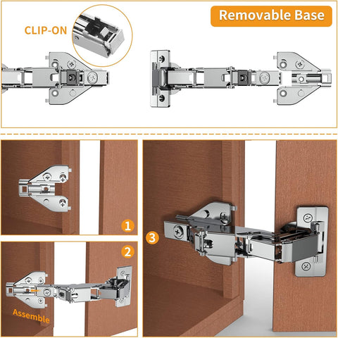 Chibery 2 Pack 165 Degree Lazy Susan Hinge, Face Frame, CLIP ON Plate for Easy Installation, Soft Close Multi-pivot Concealed hardware for Corner Kitchen Cabinet, Cupboard Folded, Folden Door, Closets