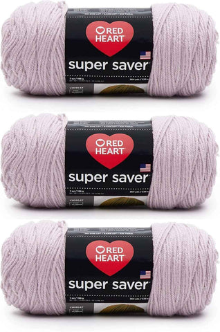 Red Heart Super Saver Yarn for Crocheting & Knitting, Pale Plum, 3-Pack