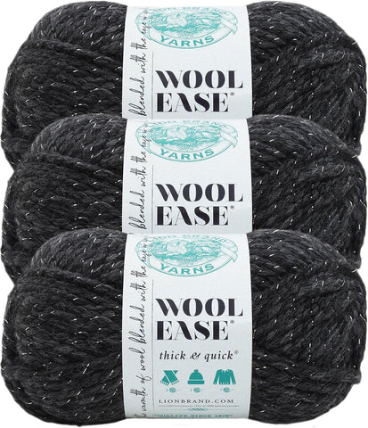Lion Brand Yarn Wool-Ease Thick and Quick Yarn, Soft and Bulky Yarn for Knitting, Crocheting, and Crafting, 3 Pack, Constellation