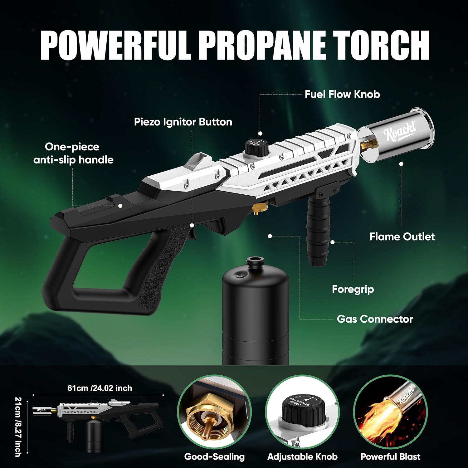 KOACKL 24" CSA Propane Torch Gun 2372°F Adjustable Flame Campfire