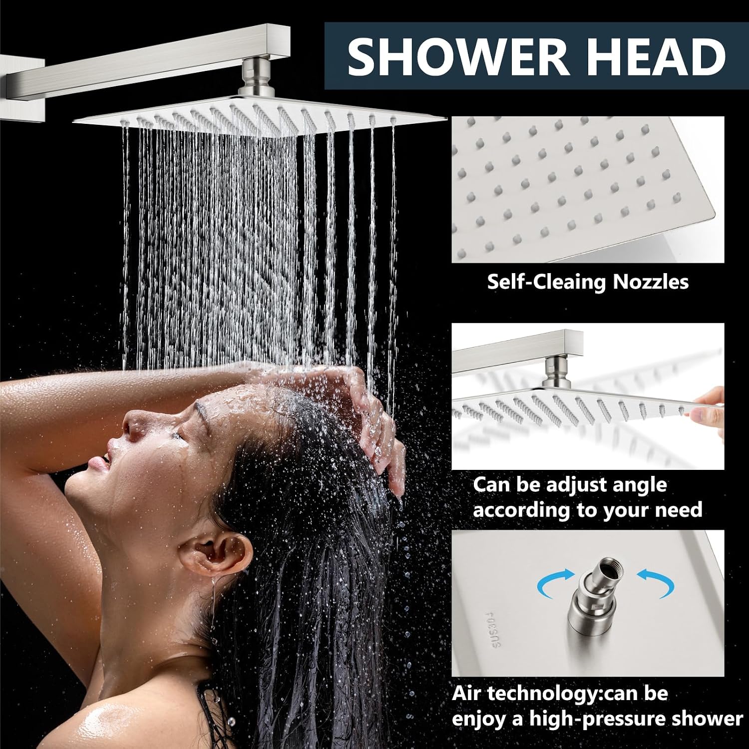 Aolemi Shower Faucet Set with Handheld Brushed Nickel 8 Inch Head
