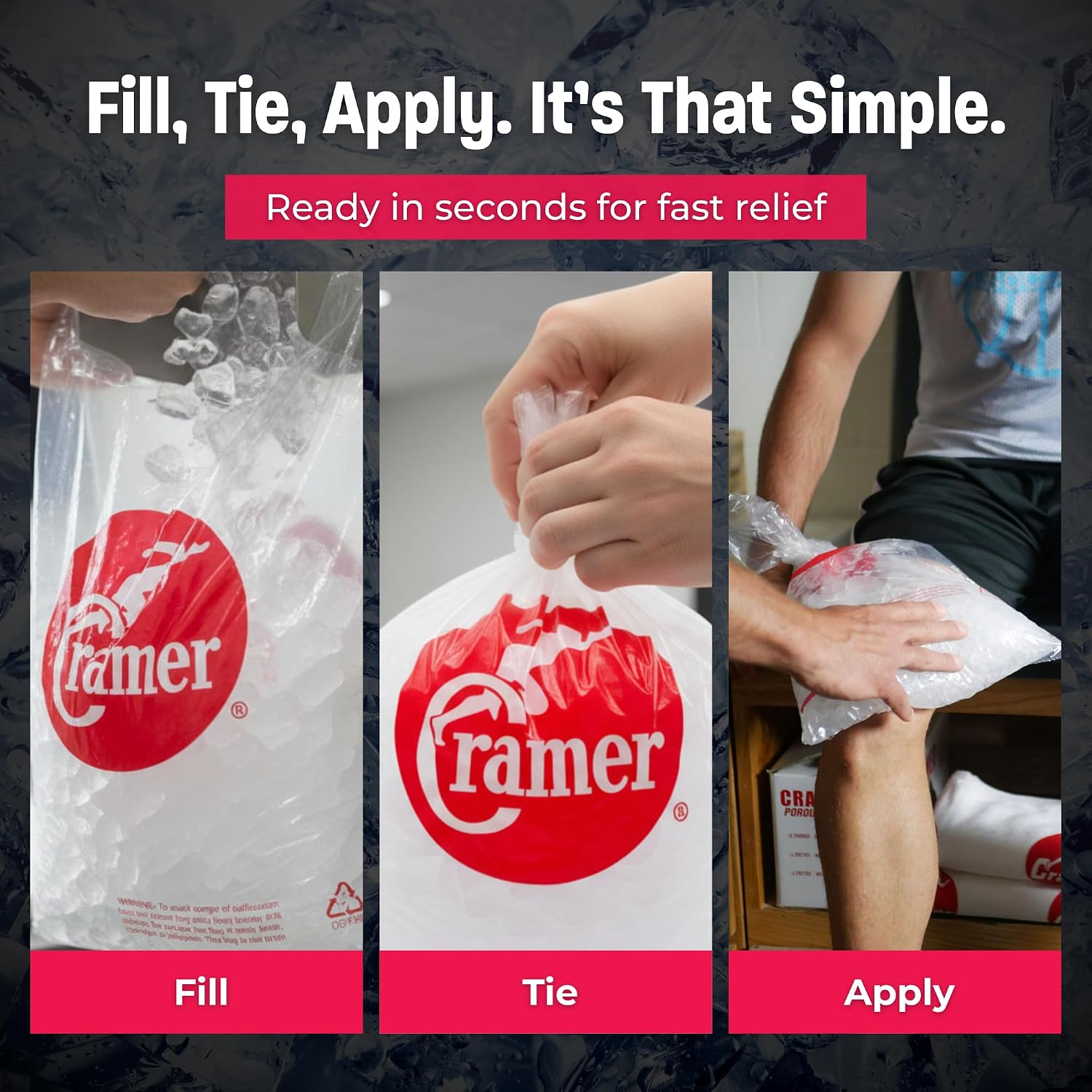 Cramer Large Ice Bags for Injuries, 9.5" x 18", Clear Disposable Ice Bag Roll for Athletic Trainers, Tear-Resistant, Bulk 1500 Pack, Ideal for Ice Wraps in Training Rooms