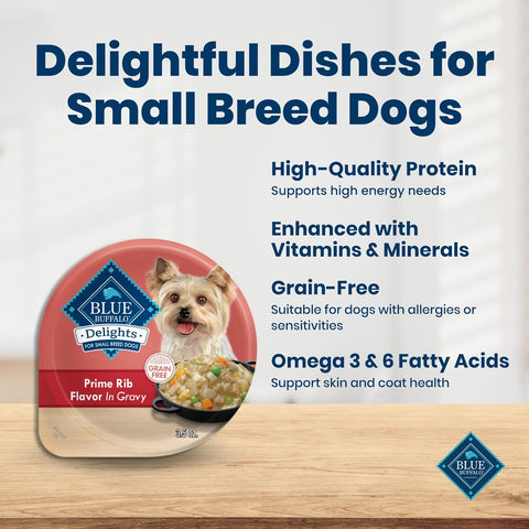 Blue Buffalo Delights Prime Rib Small Breed Wet Dog Food, 3.5 oz, 12 ct