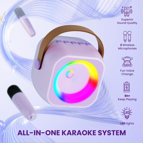 Karaoke Machine for Kids Adults, Karaoke Toys Gifts for Girls Boys, Portable Bluetooth Speaker with Wireless Microphone, Birthday Gifts for Girls Boys Ages 4, 5, 6, 7, 8, 9, 10, 12+ Years Old