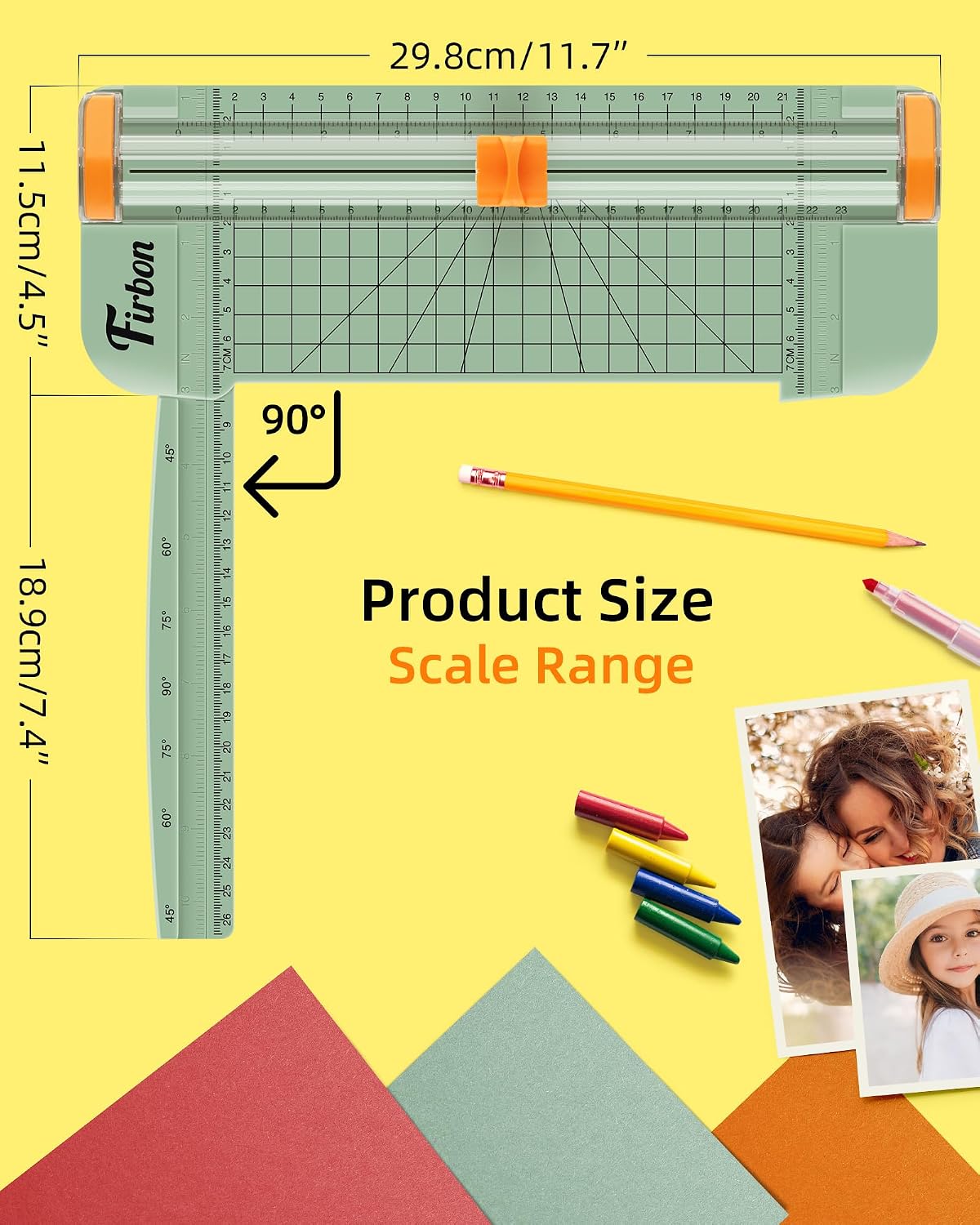 Firbon A5 Paper Cutter, Small Straight Paper Trimmer with Side Ruler