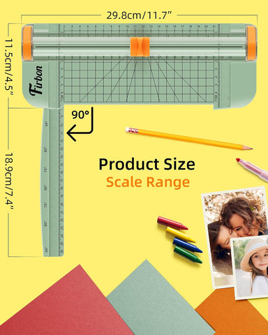Firbon A5 Paper Cutter, Small Straight Paper Trimmer with Side Ruler